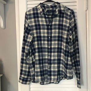 Ralph Lauren Blue and White Plaid Flannel